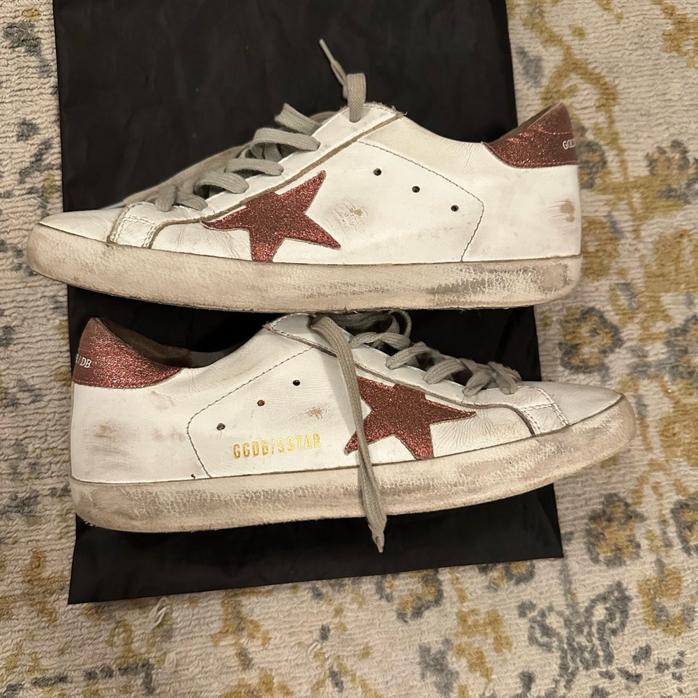 Golden Goose White and Pink SSTAR Sneakers